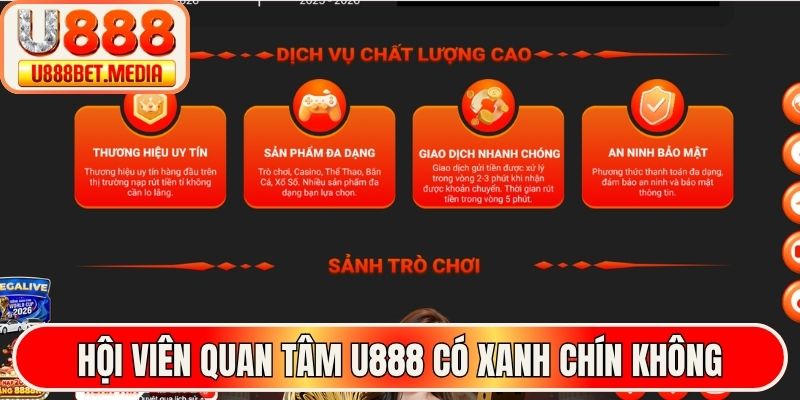 Hội viên quan tâm U888 có xanh chín không