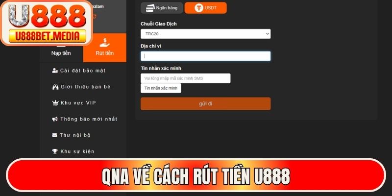 QnA về cách rút tiền U888